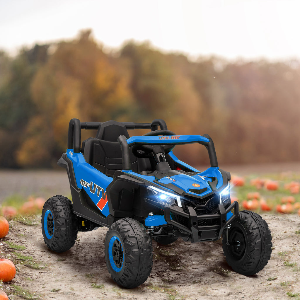 AIYAPLAY Kids Electric Ride-On UTV 12V with Seat Belt, Remote Control, Suspension, USB, 3-7 km/h, 3-5 Years, Blue
