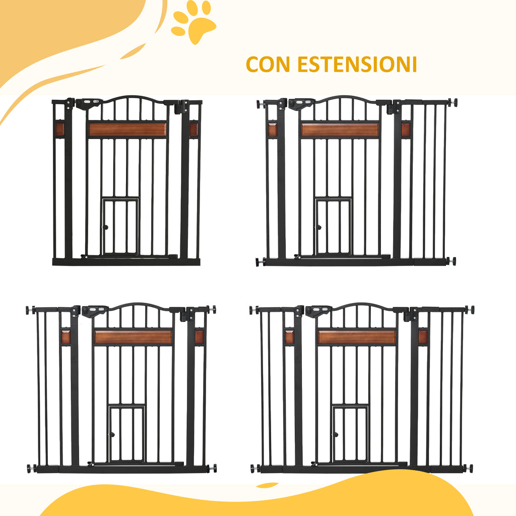 Automatic Dog Gate for Small and Medium Dogs, 74-105x76.2 cm, Black