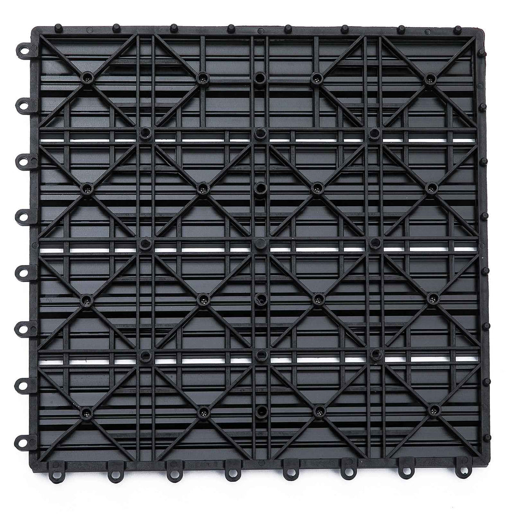 Outsunny Set of 11 Non-Slip Interlocking Outdoor Tiles in Recycled HDPE, 30x30x2.2 cm, Grey