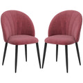 Set of 2 Nordic stye Velvet Dining Chairs with Metal Legs, Red