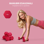 SPORTNOW Set of 2 Hexagonal Dumbbells weighing 2x4 kg in Metal and Plastic with Non-Slip Grip, 19x9x9 cm, Red
