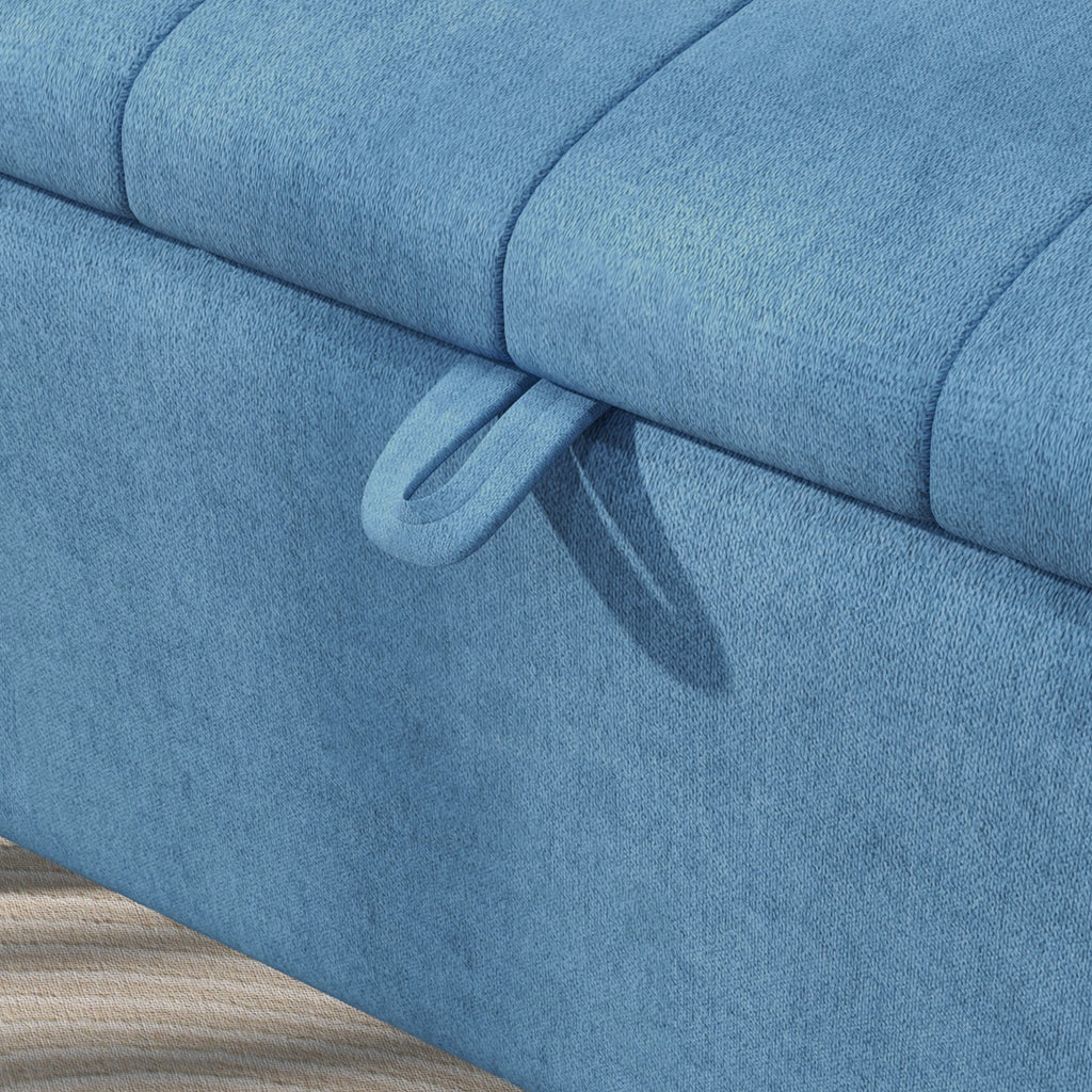 Storage Bench Pouf Footstool Padded, 102x40x44 cm, Dark Blue
