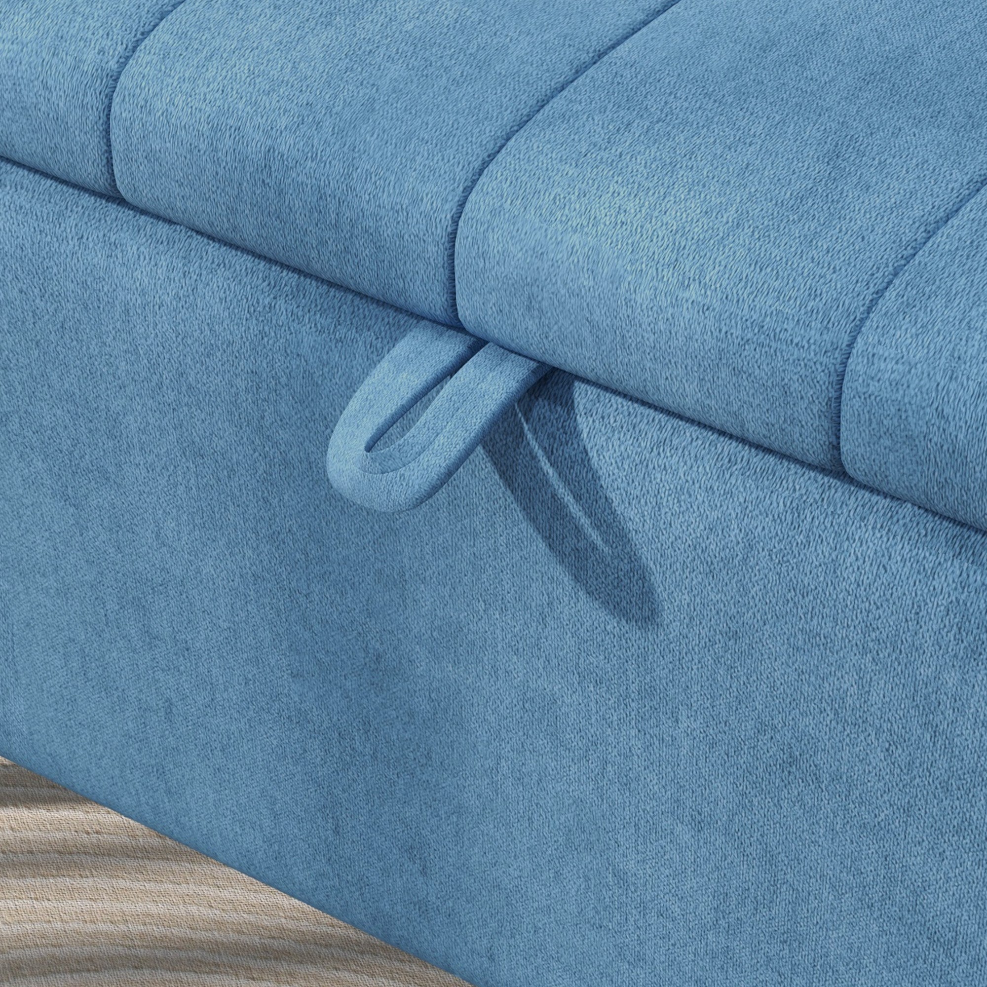 Storage Bench Pouf Footstool Padded, 102x40x44 cm, Dark Blue