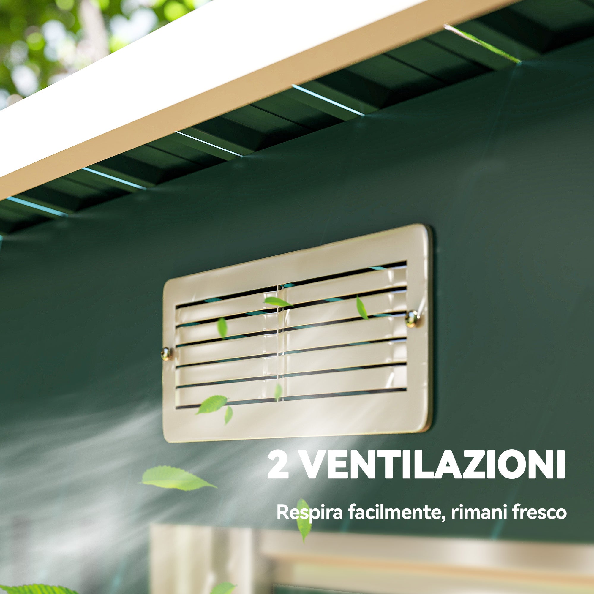 Outsunny Steel Garden Shed 272 x 134 cm with Double Sliding Doors and 2 Vents, Green