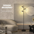 40W Floor Lamp with 3 Adjustable Lights and Knob Switch, Metal, 41x28x169 cm, Black