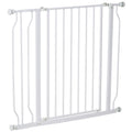Adjustable Width Dog Gate with Double Lock, Steel and ABS, 76x75-95 cm, White