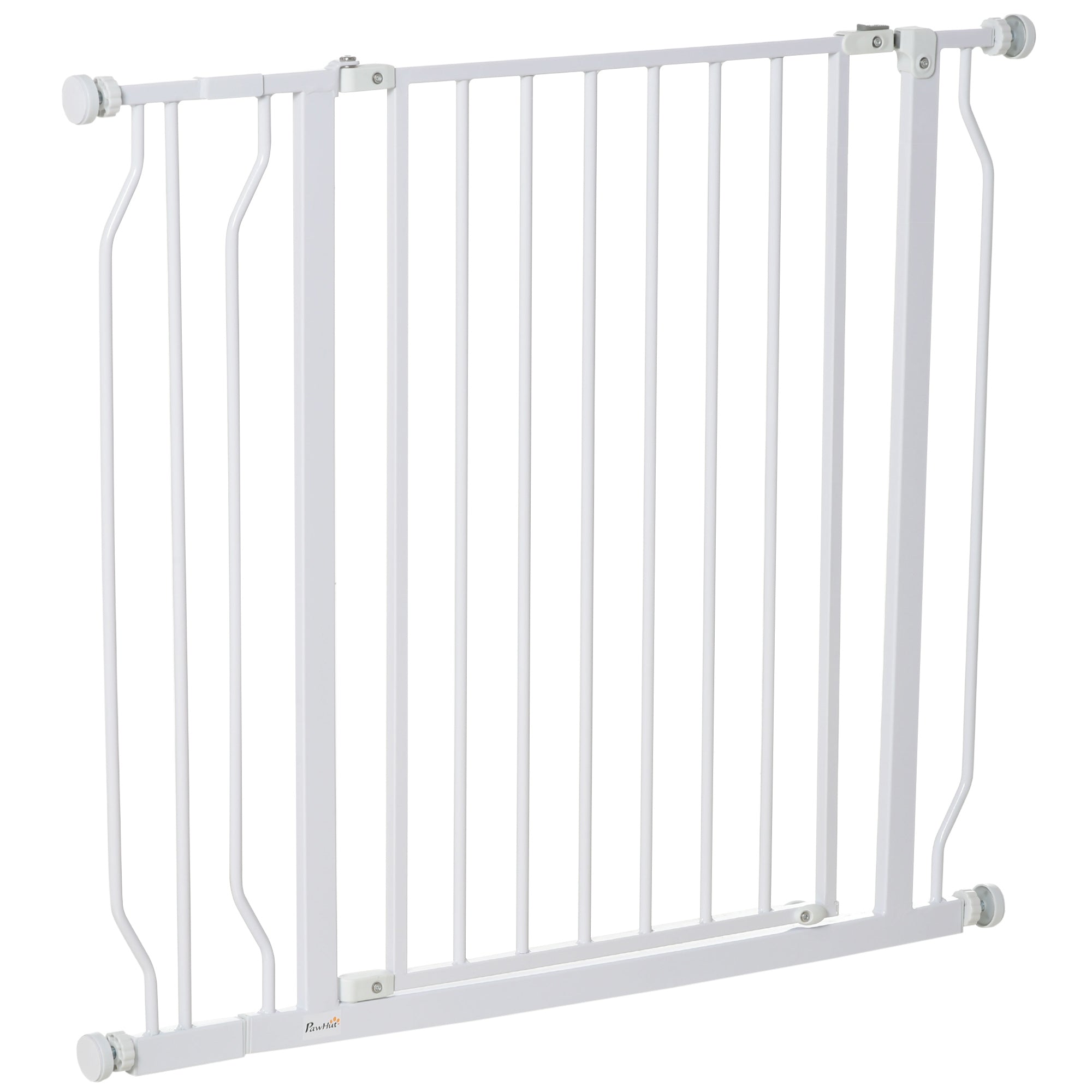 Adjustable Width Dog Gate with Double Lock, Steel and ABS, 76x75-95 cm, White