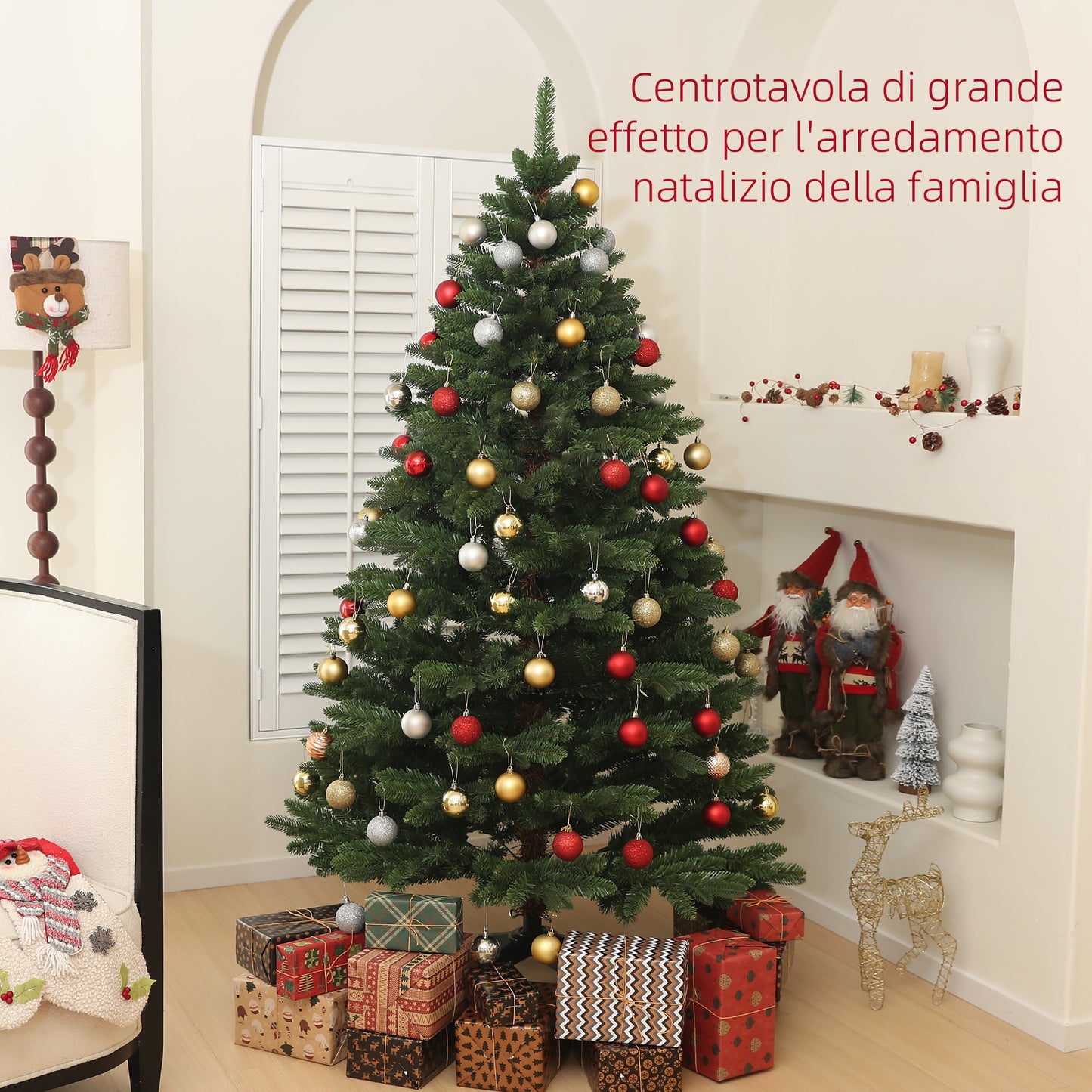 CHRISTMAS TREE - Artificial Christmas Tree with 1050 Branches and Folding Steel Base, Ø120x180 cm, Green