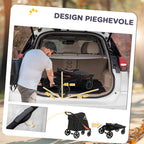 Foldable Dog Stroller with Zipper Entrances and Mesh Windows, 112x65x100 cm, Red and Black