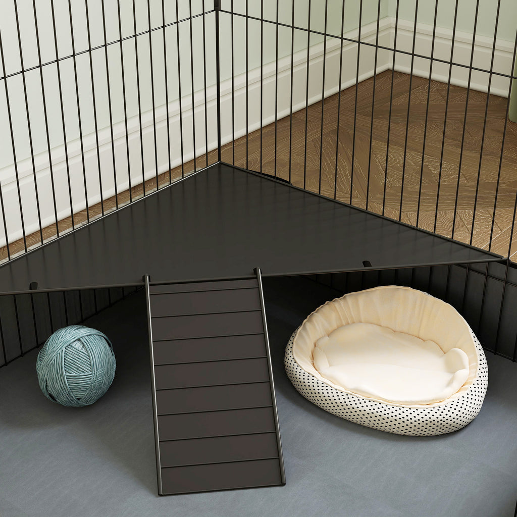 2 in 1 Small Animal Cage, Removable Lid and Separate Sections, 121x61x61 cm, Black