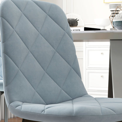 Light Blue Set of 4 Padded Kitchen Chairs, in Velvet Effect Fabric and Steel, 45x54x87 cm - Borgè