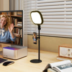 LED Desk Lamp with Phone Holder, 5 Light Colors and 10 Brightness, Black