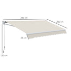 Outsunny 3x2m Adjustable 5°-35° Aluminum and Polyester Awning, Cream White