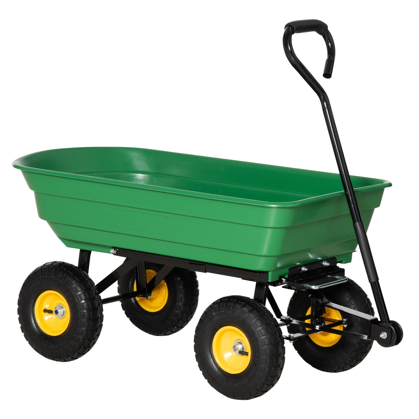 Outsunny garden trolley 75l in steel and pp with folding tub and handle, 109x52x94 cm, green - Borgè