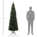 225cm Tall Snow-Covered Christmas Tree with 980 Branches, Pine Cones and Steel Base