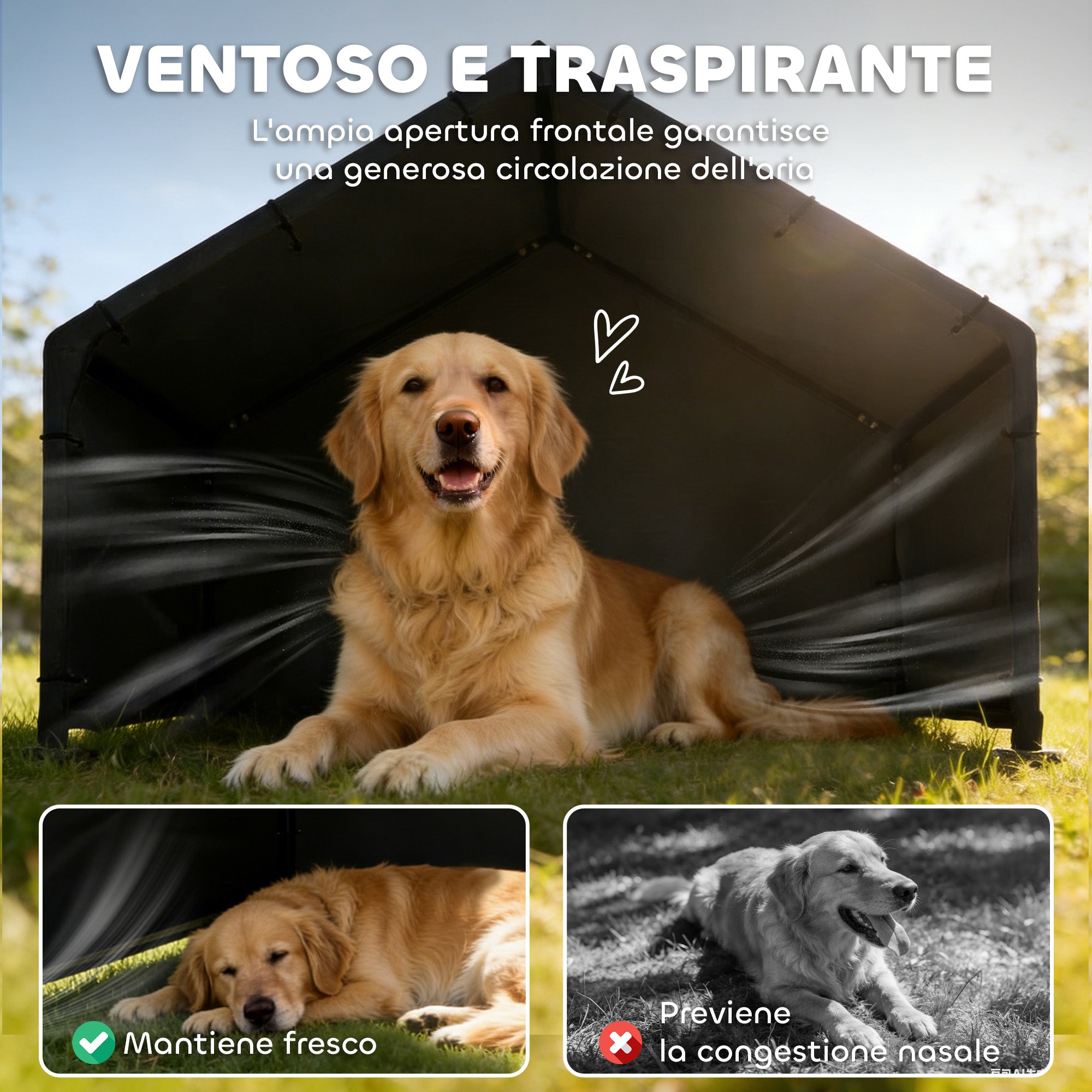 PawHut Outdoor Oxford Fabric Dog Kennel for Small, Medium and Large Dogs, 125 x 110 x 93 cm, Black