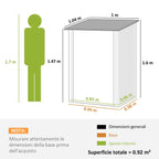 Galvanized Steel Garden Shed with Hinged Door, 100x104x160 cm, Light Grey