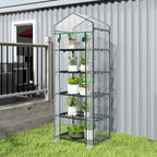 Outsunny 5-Tier Steel Mini Greenhouse for Garden and Terrace Plants with PVC Cover, 69x49x193 cm, Green