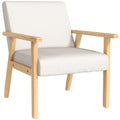 Scandinavian Style Pine Wood Armchair with 2 Cushions, 64x70x72 cm, Grey and Wood Color