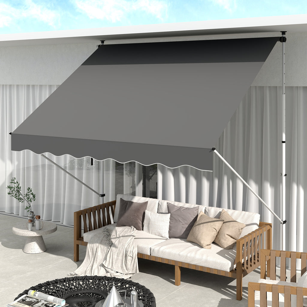 Outsunny 3x1.5m Awning with Crank Arms, Telescopic Metal Structure and Polyester Sunshade