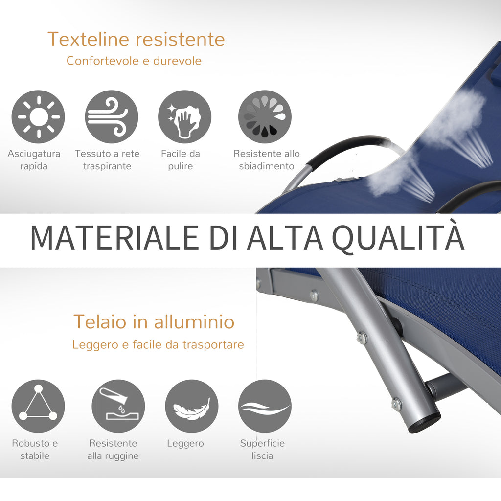 Aluminum Sun Lounger, Textilene Garden Deck Chair with Removable Headrest