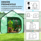 Folding House Greenhouse with Hinged Door, Steel and PE, 150x148x148 cm, Green