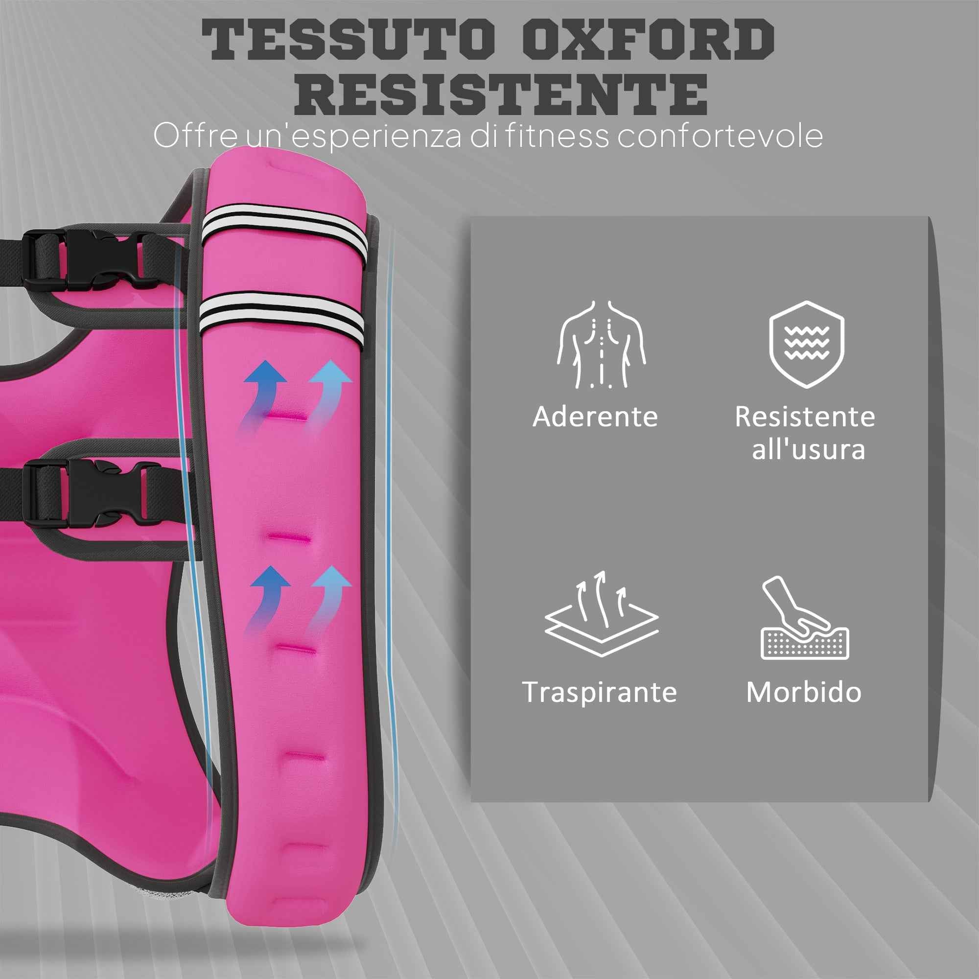 HOMCOM 8kg Breathable Weighted Vest with Storage Pocket and Shoulder Straps, Oxford Fabric, 40x35cm, Pink