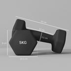SPORTNOW Set of 2 Hexagonal Dumbbells weighing 2x5 kg in Metal and Plastic with Non-Slip Grip, 20x9x9 cm, Black