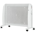HOMCOM 1000W/2000W Electric Mica Heater with Adjustable Thermostat, 4 Wheels, 15-20 m², White