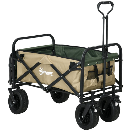 Outsunny garden trolley 110L with telescopic handle and opening bottom in steel and oxford fabric, persimmons - Borgè