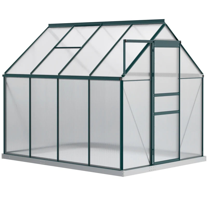Garden Greenhouse in Polycarbonate, Metal and Aluminum, Anti-UV and Windproof, 190x253x199cm, Green