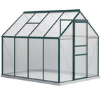 Garden Greenhouse in Polycarbonate, Metal and Aluminum, Anti-UV and Windproof, 190x253x199cm, Green