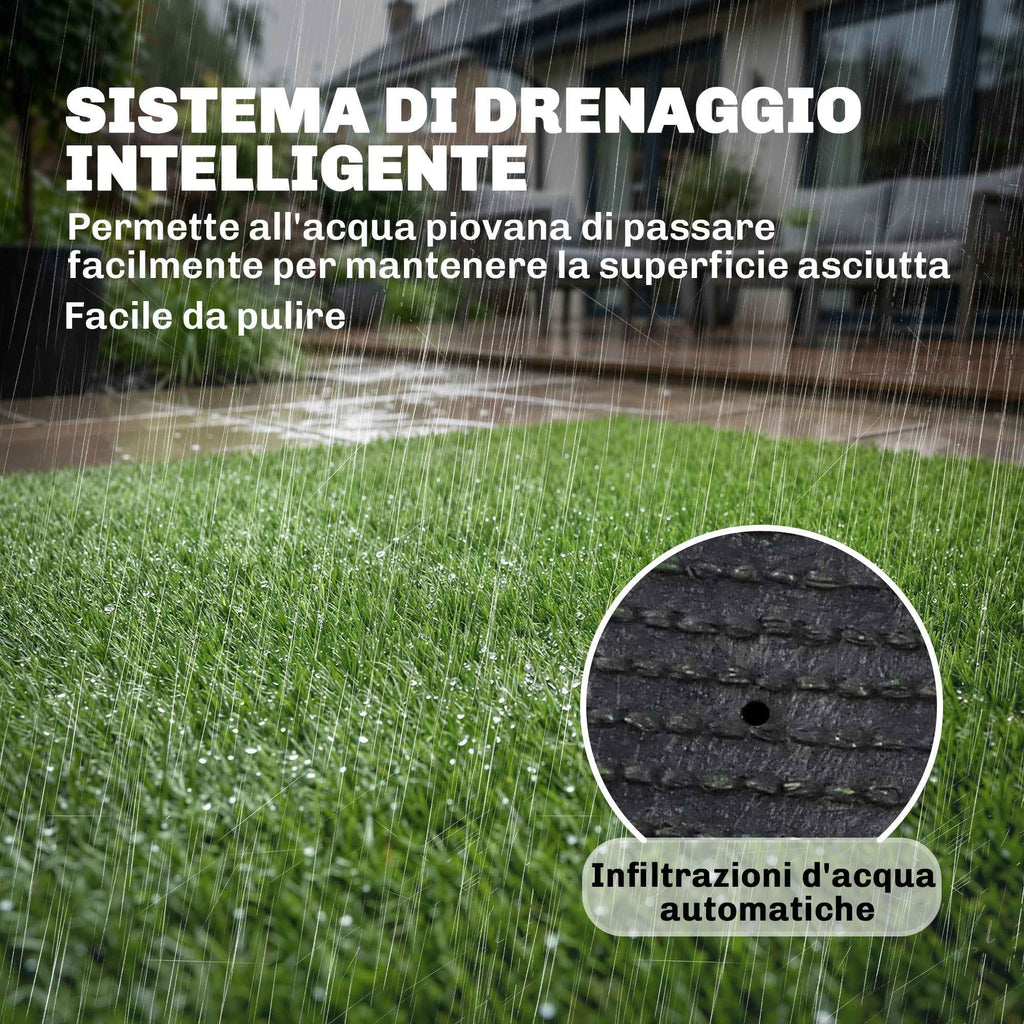 Outsunny Artificial Grass 1m x 4m, Synthetic Carpet with 10mm Height, Draining, Green