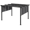 Gazebo Pergola 3x3.5 m with 3 Adjustable Canopies in Steel and Anti-UV Polyester, Gray - Borgè