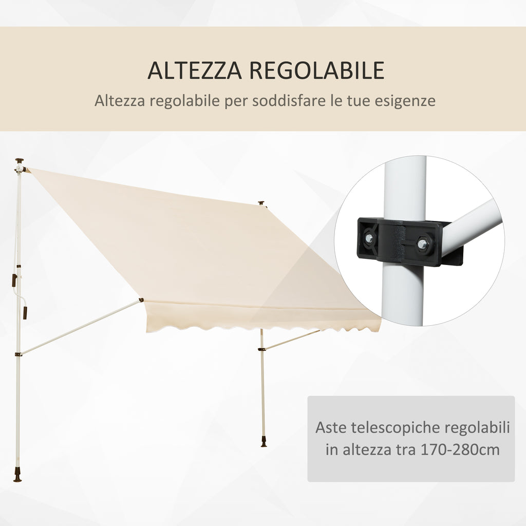 Outsunny 3x1.5m Arm Awning with Crank and Telescopic Structure, Beige