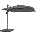 Outsunny 2.4x2.4m Hand Crank Garden Umbrella with Fillable and Rotating Base, Dark Grey