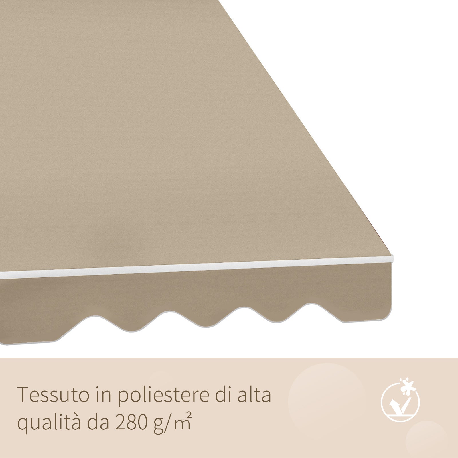 180x70cm Drop-Down Awning with Roller Blind and Adjustable Angle 0-120°, Beige