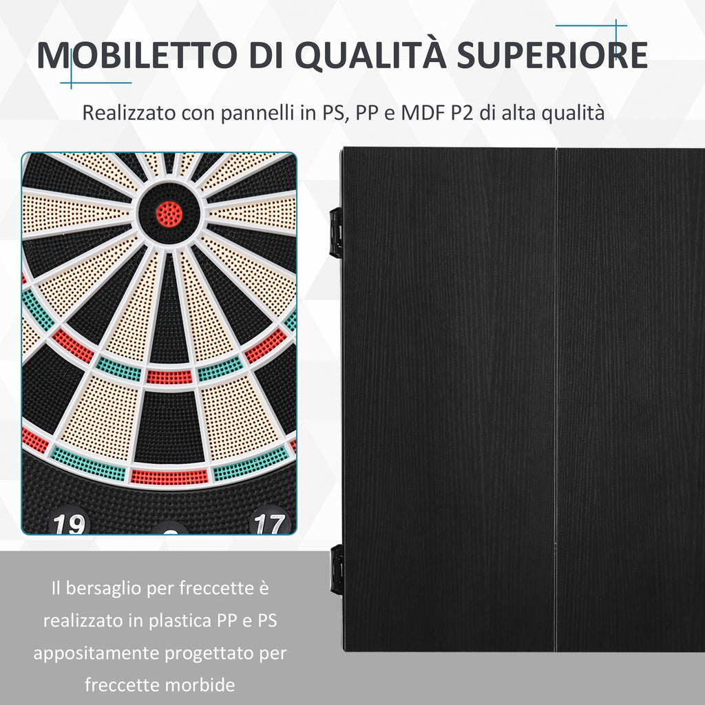 Electronic Dartboard with Automatic Scoring, 12 Darts and 6 Displays, 51x6.5x57cm, Black