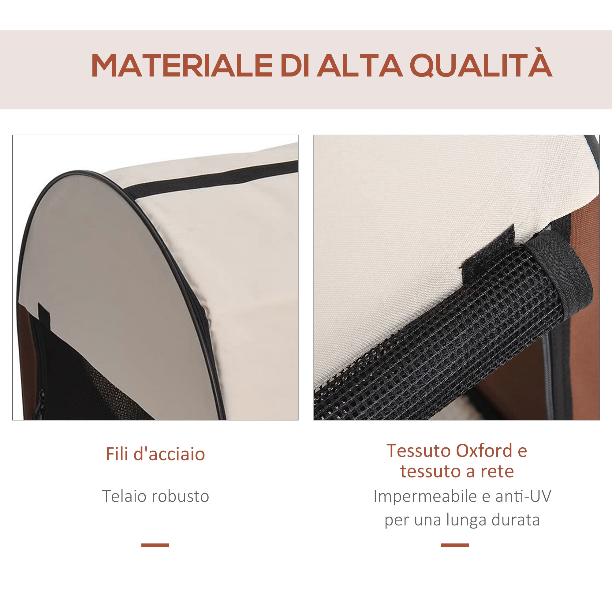 Foldable Pet Carrier, 61x46x51cm, Coffee