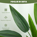 Artificial Green Bird of Paradise Plant 20 Leaves 140cm with Pot, in PE, PEVA and PP