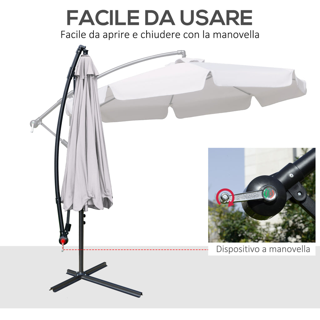 Garden Umbrella with Crank Opening in Metal and Polyester, Ø2.7x2.7 m, Gray
