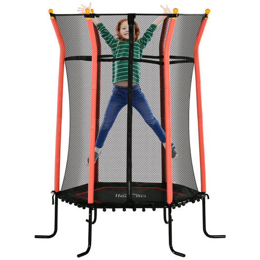 Children's Trampoline with Hinged Entry and Padded Poles, Ø163.5x190 cm, Red