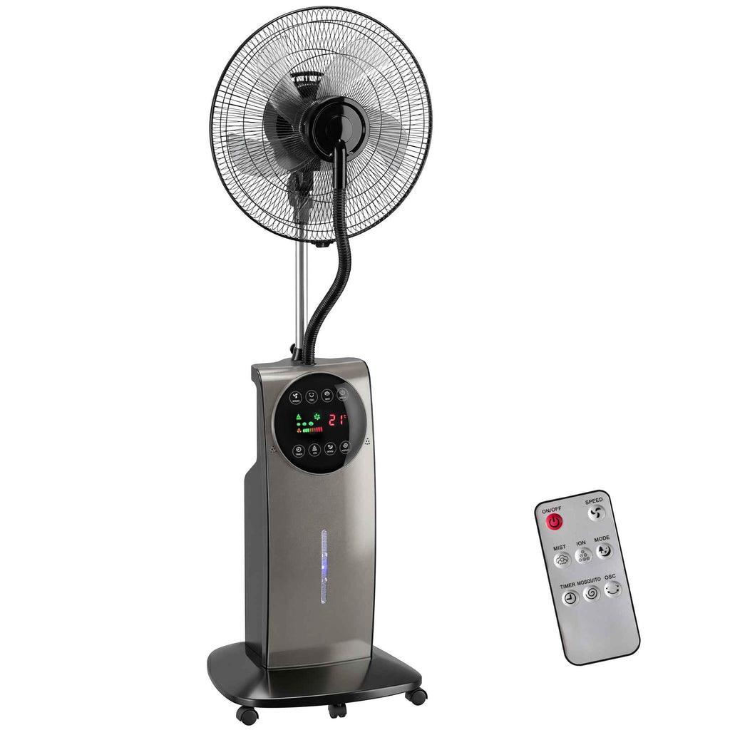 Misting Fan with 3.1L Tank, 3 Modes and 3 Speeds, Wheels, 70° Oscillation, 10° Tilt, 12h Timer, 90W