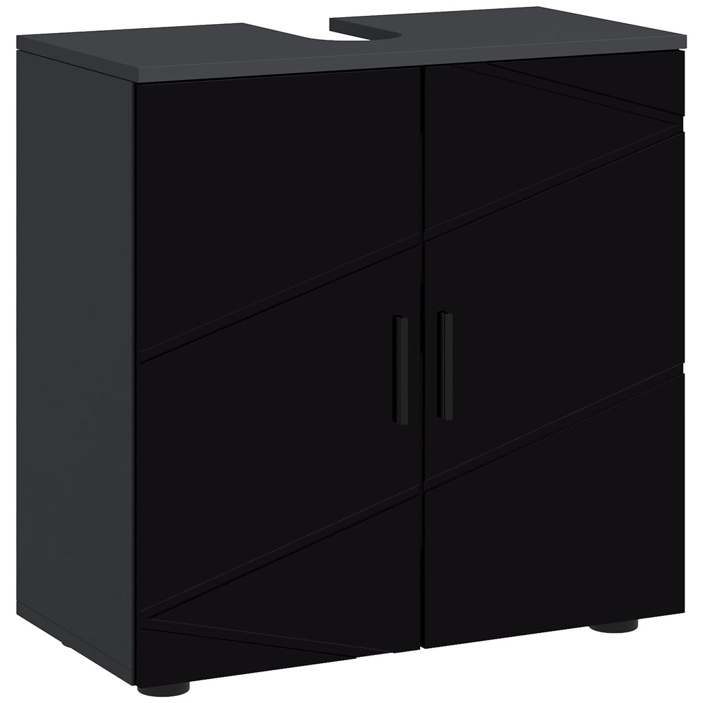 Bathroom Vanity Cabinet Wooden Cabinet with 2 Doors, 60x30x60cm, Black