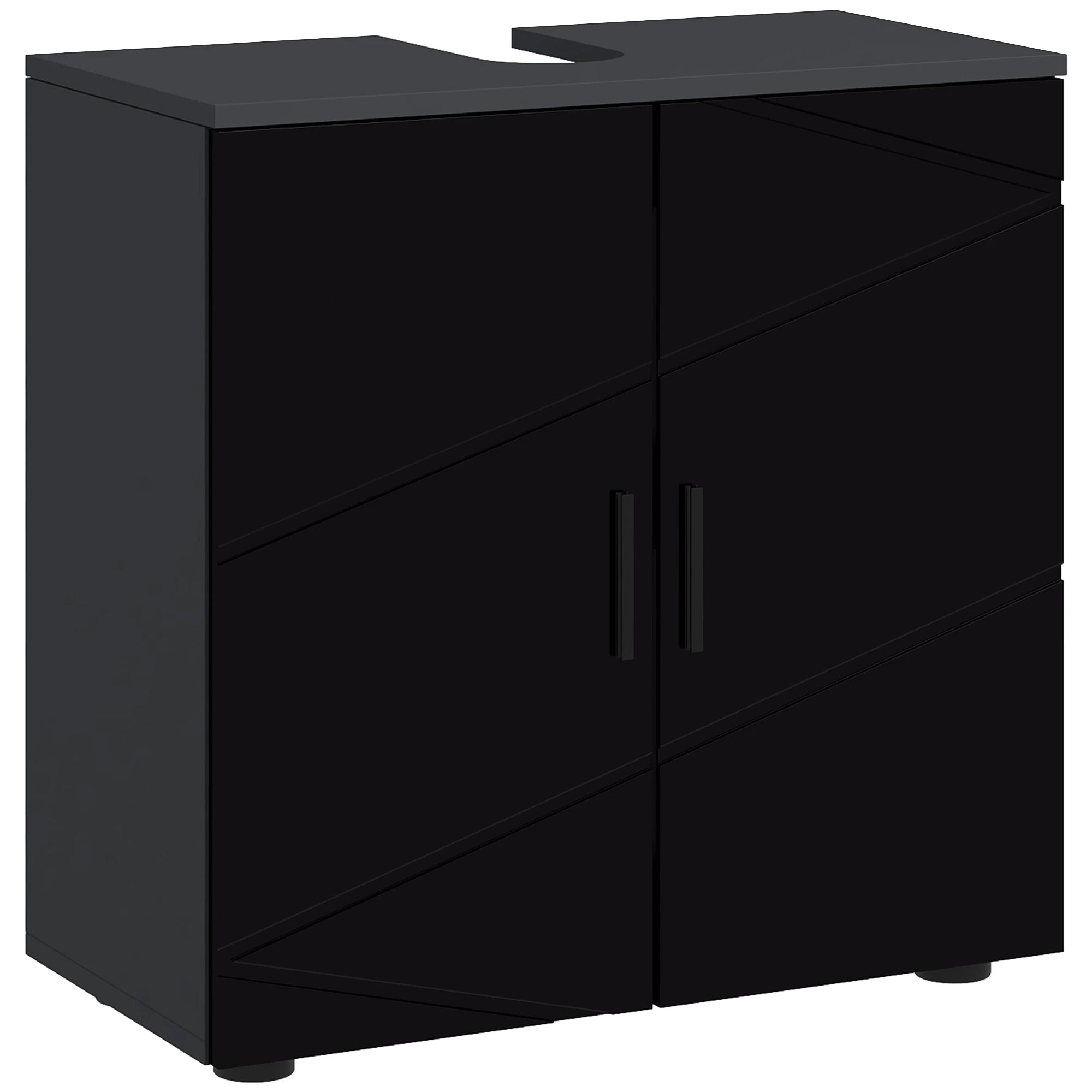 Bathroom Vanity Cabinet Wooden Cabinet with 2 Doors, 60x30x60cm, Black