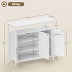 Kitchen Sideboard with Open Shelf and 2 Cabinets, Wood and Steel, 100x35x88 cm, White