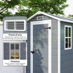Resin Garden Shed with Floor, Lockable Door and Window, 1.3 x 1.8 m, Grey