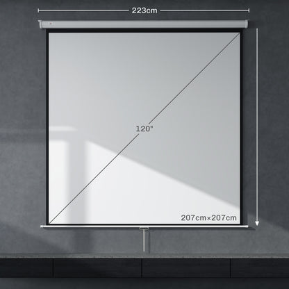 Projector Screen 120" 1:1 Format 160° Angle Ceiling or Wall Mountable