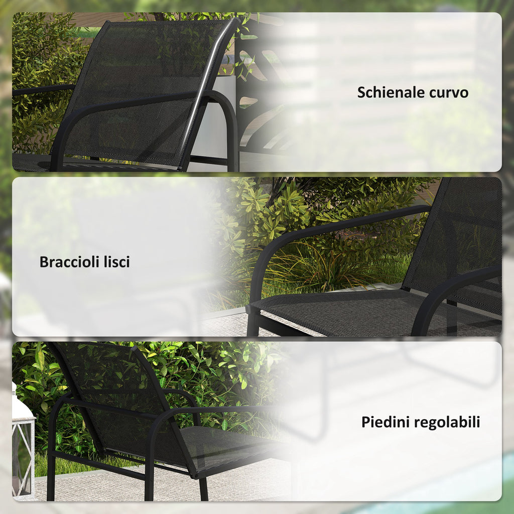 Garden Set with 2 2-Seater Sofas, 2 Armchairs and a Glass Top Coffee Table, Black