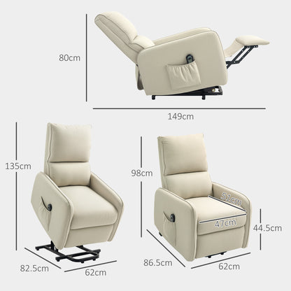 Electric Recliner Lift Chair with Remote Control and Fabric Pocket, Beige